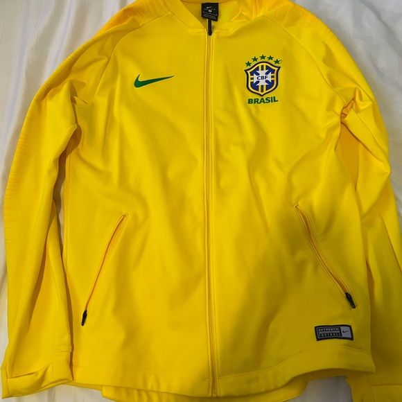 Nike Other - Nike Yellow Brazil Soccer Full-Zip Jacket with Green Logo